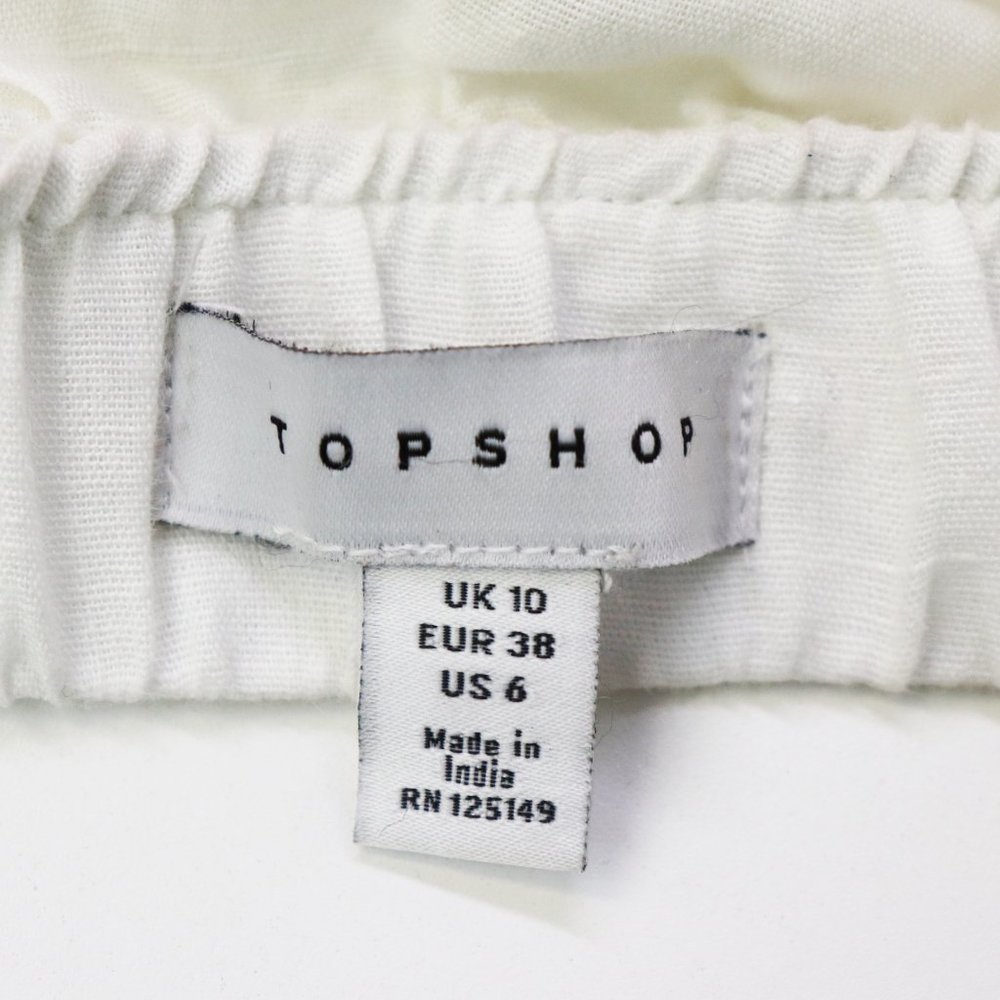 NEW Topshop Linen Blend Belted Bardot Midi Dress 6 - Picture 5 of 8